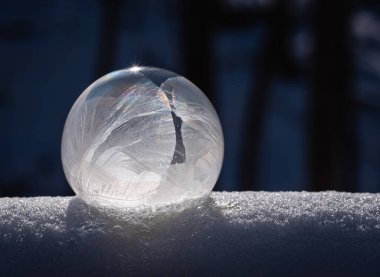Karda donmuş sabun köpüğünün kapağını kapat..