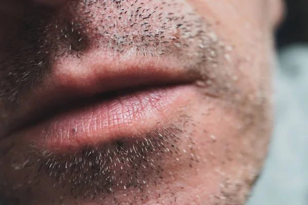 man lips with two days beard