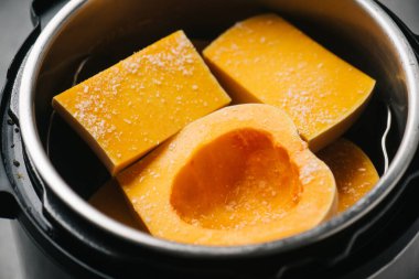 Sliced squash pieces, selective focus