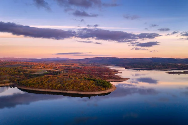 Drone Vista Panorámica Aérea Del Embalse Del Lago Sabugal Dam — Foto de Stock