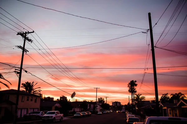 Sonnenuntergang Auf Der Polk Ave San Diego — Stockfoto