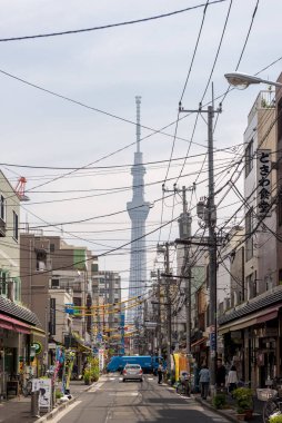 Tokyo Gökyüzü Ağacı gün boyunca Asakusa bölgesinden görüldü.