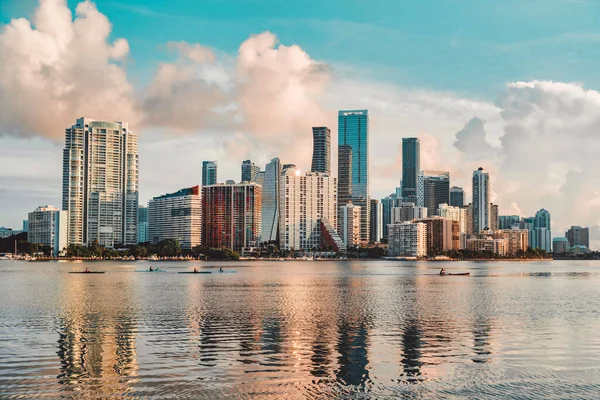 Country Skyline Sunset Miami Florida Usa Felhők Gondolatok Bea — Stock Fotó