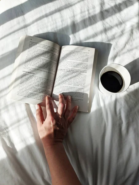 Open Book Coffee White Background — Stock Photo, Image