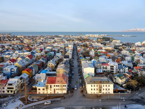Vista Sobre Reykjavik Centro Cidade Inverno — Fotografia de Stock