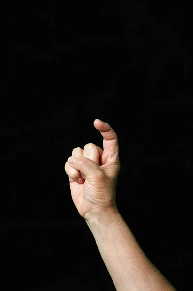 Hand Making Showing Letter International Sign Language Dark Background International — Stock fotografie