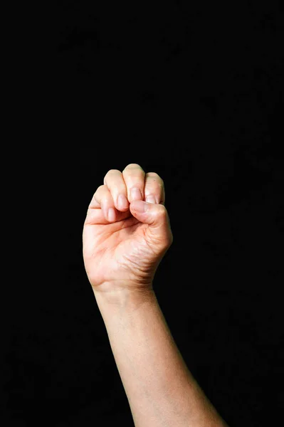 Ручна Обробка Показ Letter International Sign Language Dark Background Міжнародна — стокове фото
