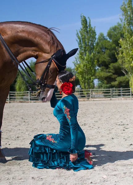 馬とフラメンコダンサー — ストック写真