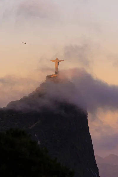 Hermosa Vista Monte Corcovado Estatua Cristo Redentor —  Fotos de Stock