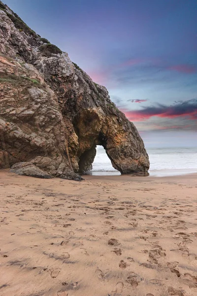 Arco Natural Pedra Bonita Pôr Sol Formação Rocha Uma Praia — Fotografia de Stock