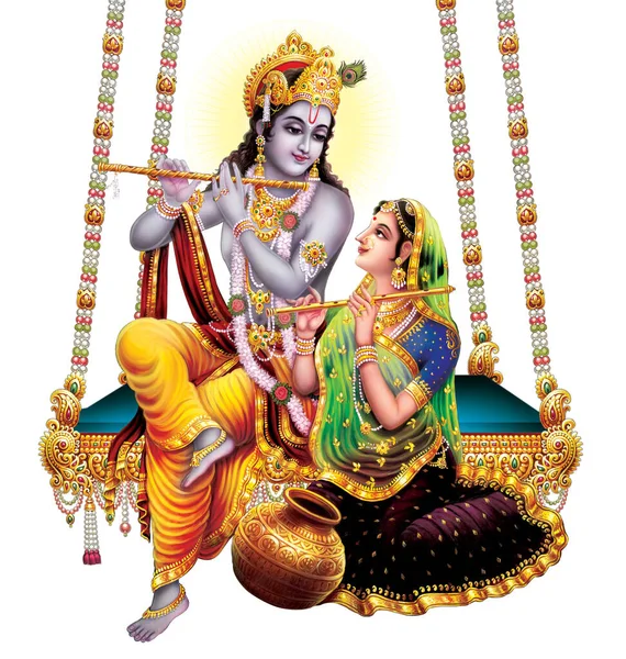 Indischer Gott Radhakrishna Lord Krishna Indische Mythologische Bilder — Stockfoto