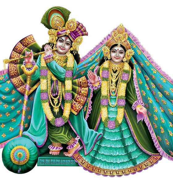 Індійський Бог Радхакрішна Лорд Крішна Індійські Міфологічні Образи — стокове фото
