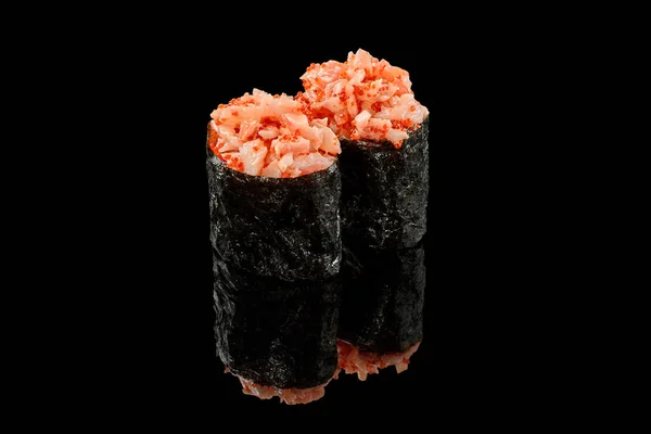 Gunkan Maki Sushi Dengan Udang Harimau Roe Dan Mayones Jepang — Stok Foto