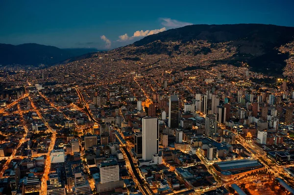 Centro Medellín Coltejer Noche Área —  Fotos de Stock