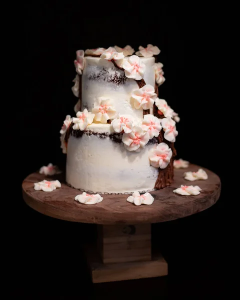 Κεράσι Blossom Τούρτα Γάμου Walnut Κέικ Stand — Φωτογραφία Αρχείου