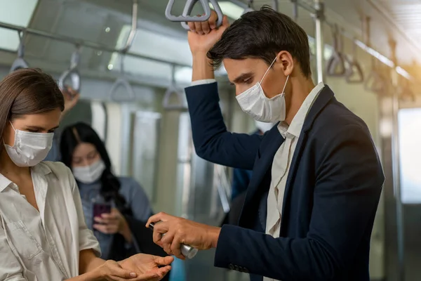 Business people with surgical mask face protection