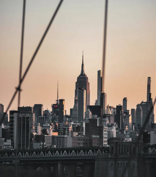 Stad Skyline New York Mooie Verticale Empire State — Stockfoto