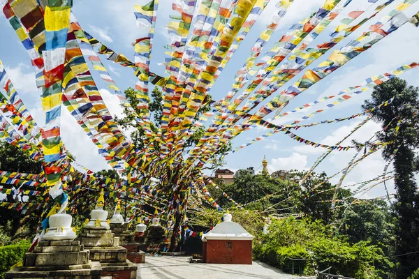 Banderas Oración Swayambhunath Stupa Templo Alrededores Katmandú — Foto de Stock