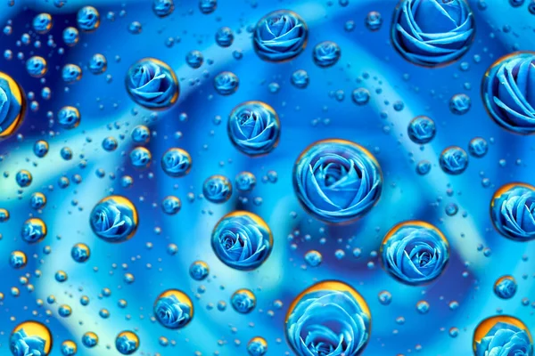 Blue Rose Reflected Few Drops Water — Stock Photo, Image