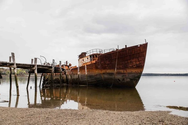 Naufragio Abandonado Largo Costa Maine — Foto de Stock