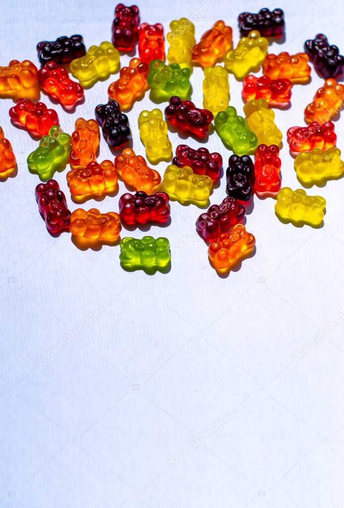 closeup of colored gummy bears