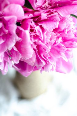 Vazoda pembe çiçekler, boş alan.