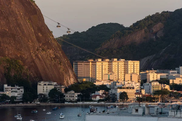 Bella Vista Sul Tramonto Verso Oceano Edifici Funivie Sugar Loaf — Foto Stock