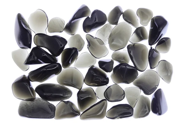 Obsidian Heap Jewel Stones Texture White Light Background — Stock Photo, Image