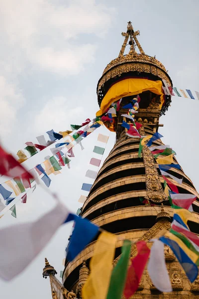 Banderas Colores Boudhanath Stupa Valle Katmandú Nepal — Foto de Stock