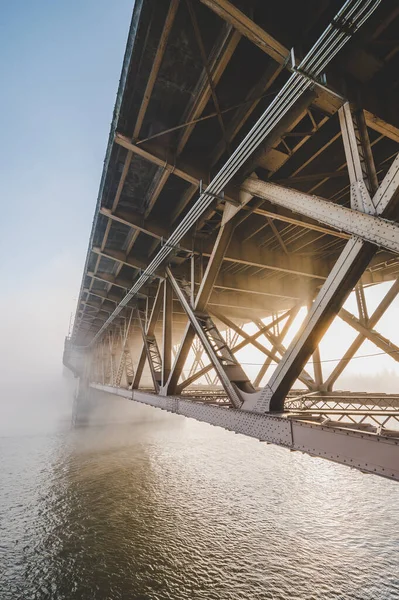 Puente Portland Amanecer Niebla — Foto de Stock