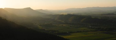 High resolution panorama from Szczeliniec Wielki viewpoint at sunset i clipart