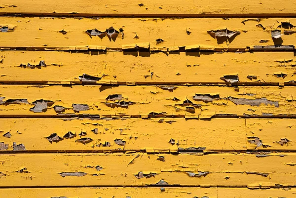 Parede Madeira Velha Amarela Rica Com Pintura Descascamento — Fotografia de Stock