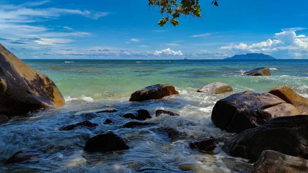 Seychelles Océan Rivage Roches Vagues — Photo