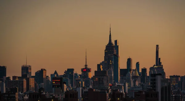 Zachód Słońca Widokiem Panoramę Nowy Jork — Zdjęcie stockowe