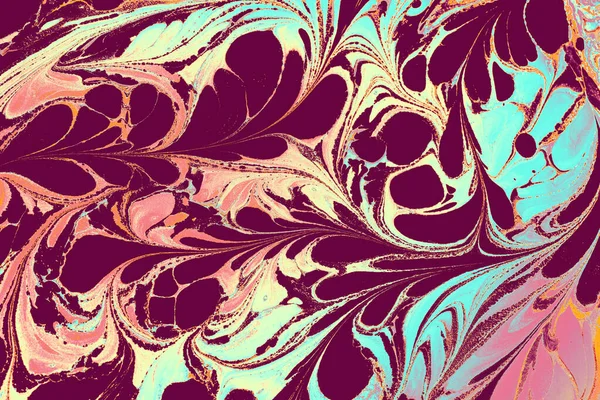 Creative Ebru Art Background Abstract Paint Marbling Texture Floral Patterns — Stock Photo, Image