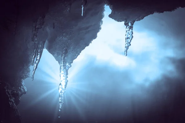 Formações Neve Gelo Sob Luz Solar — Fotografia de Stock