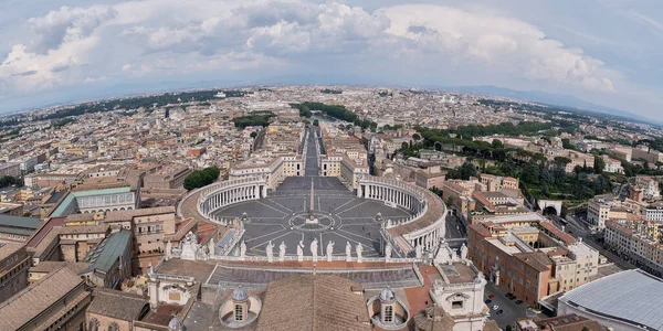 an aerial panoramic and high definition view of St peter square and the vatican city from the saint peter s church dome