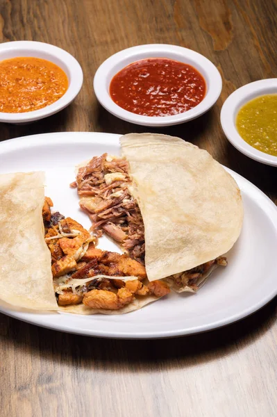 Pastora Tacos Carne Con Tortillas Maíz Comida Tradicional Mexicana — Foto de Stock