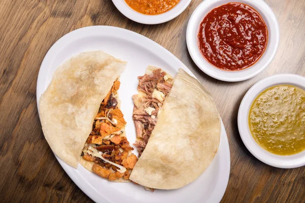 Pastora Tacos Carne Con Tortillas Maíz Comida Tradicional Mexicana — Foto de Stock