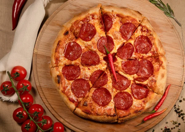 Pizza Tomate Pepperoni Sonhos Italianos — Fotografia de Stock