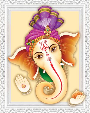 Beyaz arkaplanda Hintli Lord Ganesha resmi 