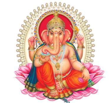 Beyaz arkaplanda Hintli Lord Ganesha resmi 