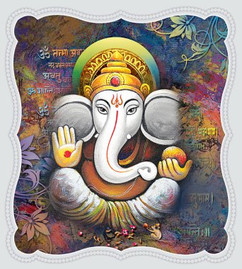 Beyaz arkaplanda Hintli Lord Ganesha resmi 