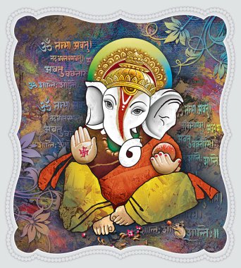 Beyaz arkaplanda Hintli Lord Ganesha resmi 
