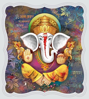 Beyaz arkaplanda Hintli Lord Ganesha resmi 