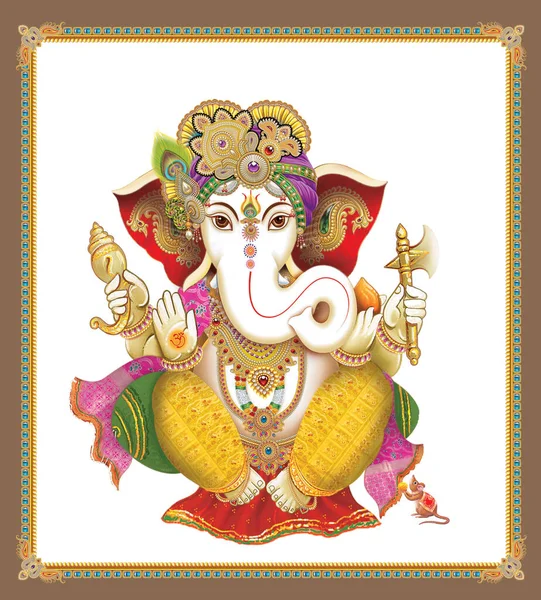 Afbeelding Van Indiase Lord Ganesha Witte Achtergrond — Stockfoto