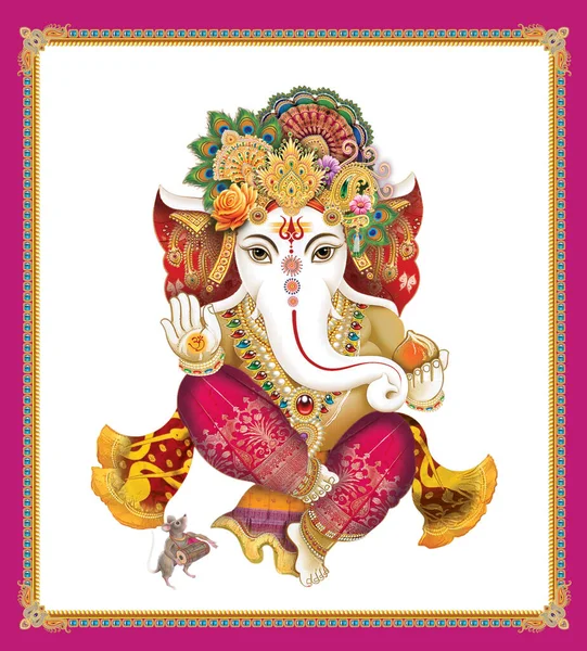 Immagine Del Signore Indiano Ganesha Sfondo Bianco — Foto Stock