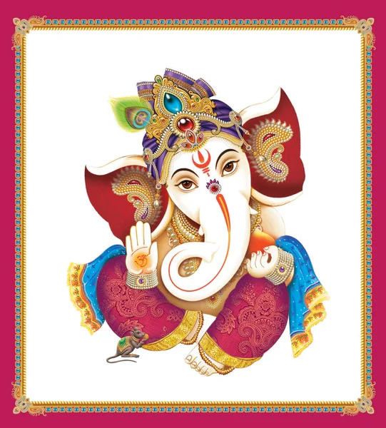 Immagine Del Signore Indiano Ganesha Sfondo Bianco — Foto Stock