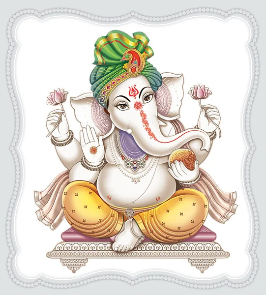Εικόνα Του Ινδού Άρχοντα Ganesha Λευκό Φόντο — Φωτογραφία Αρχείου