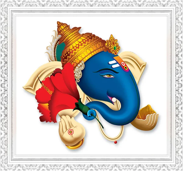 Bild Indiska Lord Ganesha Vit Bakgrund — Stockfoto